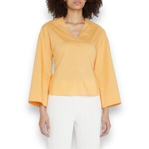 NWT Vince Orange Sherbet Tangelo Shirred Cotton Blouse - XL